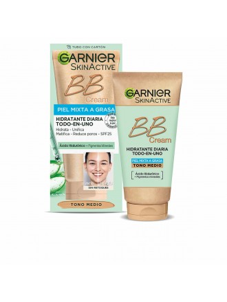 Hydrating Cream with Colour Garnier Skinactive Bb Cream Combination Skin Oily skin Medium 50 ml Spf 25