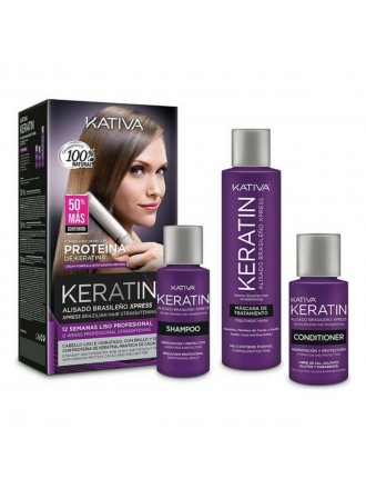 Trattamento lisciante per capelli Kativa Keratin Brasilian (3 pz)