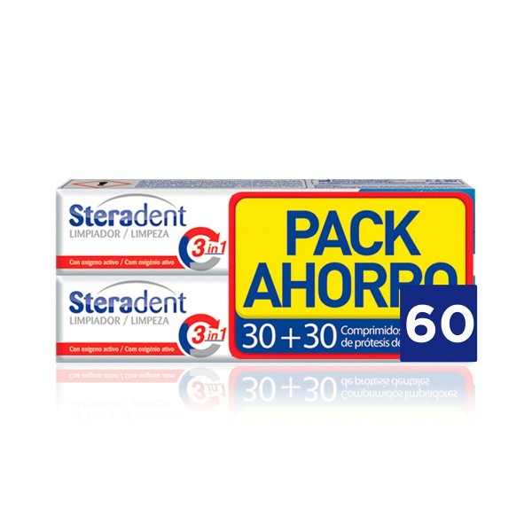 Cleaning Tablets for Dentures Steradent Triple Acción 60 Units