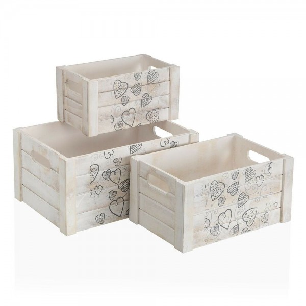 Set of decorative boxes Versa Cozy Wood 28 x 15 x 40 cm (3 pcs)